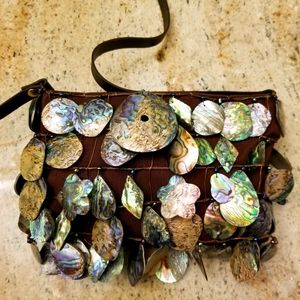 Unique Barse Shoulder Bag with Abalone Details